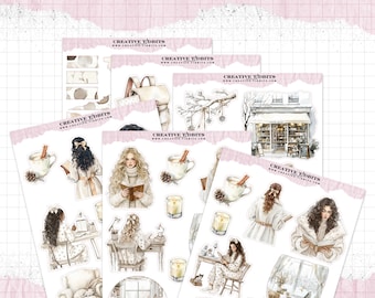 Cozy Girl Winter Planning - Journal and Planner Sticker Kit - Decorative Stickers - WS-0067