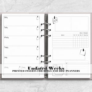 Horizontal WO2P Insert - Printed Planner Insert - Ring Planner Refill - Disc Planner Refill - H-0009