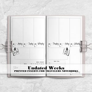 Week on 2 Pages Traveler&#39;s Notebook Insert - WO2P TN Insert - Traveler&#39;s Notebook Insert - V0006