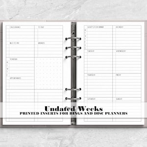 Week on 2 Pages - Printed Planner Insert - Disc Planner Refill - Ring Planner Insert- List Maker - V-0005