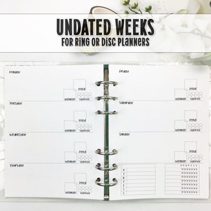 Horizontal Week on 2 Pages Insert - WO2P Insert - Printed Planner Insert - Disc Planner Insert - Ring Planner Refill - H-0005