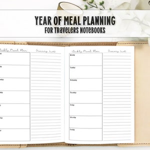 Meal Plan with Grocery List on 1 Page for Traveler's Notebook -  Printed Travelers Notebook Insert