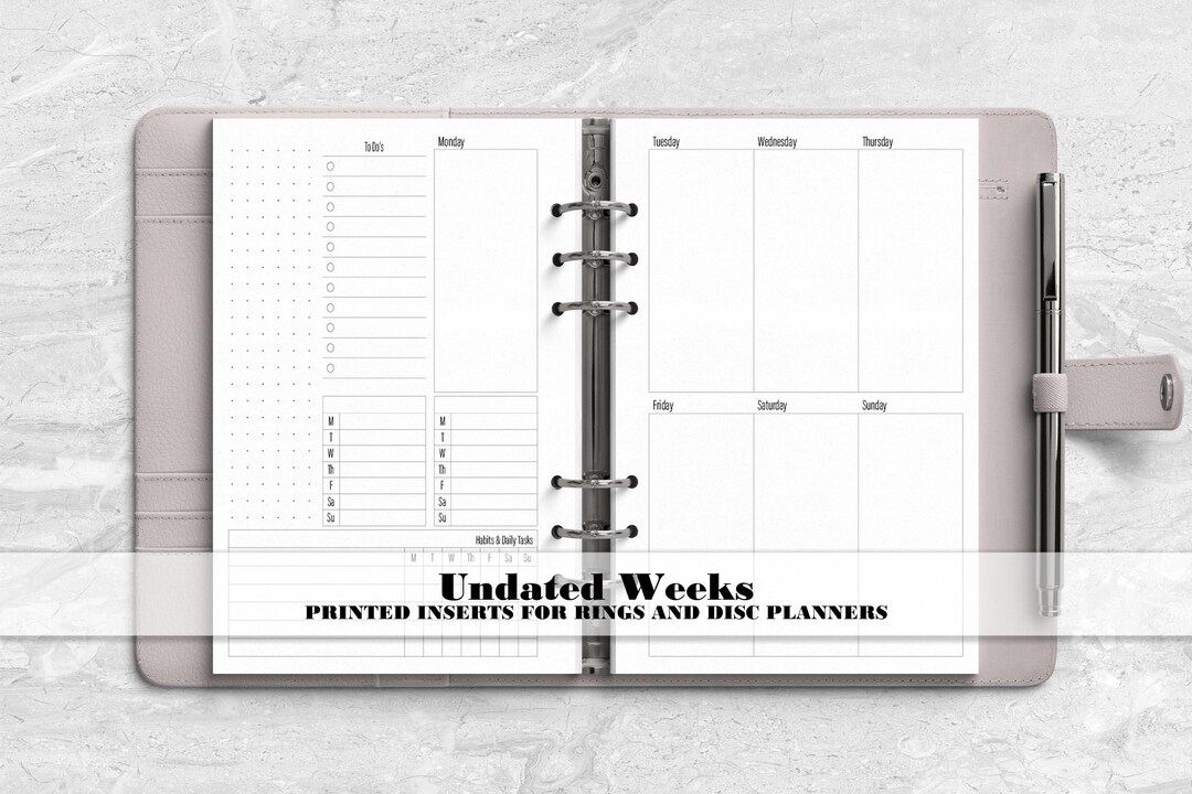 Week on 2 Pages Planner Insert - Printed Planner Insert - Ring Planner ...