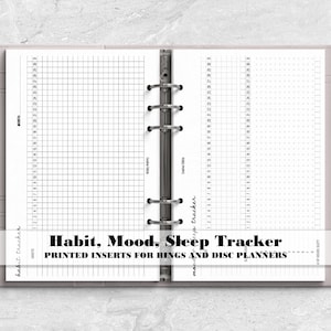 Printed Undated Habit, Mood and Sleep Tracker for Your Ring or Disc Planner