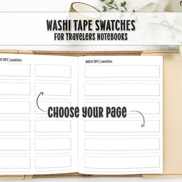Washi Tape Swatch Insert for Travelers Notebook - Printed Insert for Travelers Notebooks - Washi Tape Samples