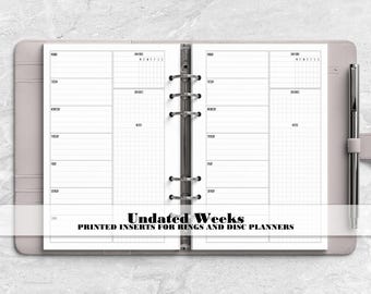 Week on 1 Page - Printed Planner Insert - Ring Planner Refill - Disc Planner Insert - H-0019