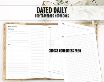 Dated Day on 2 Page Travelers Notebook Insert - Printed Travelers Notebook Insert - TN Insert - Dated Daily