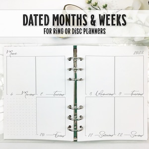 Dated Ring Planner Insert - Vertical Weekly Layout - Dated Monthly Calendar - Printed Ring Planner Insert - V-WO2P-0007