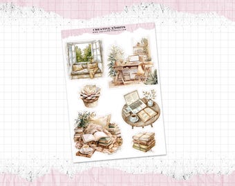 Aesthetic Boho Journal and Planner Stickers Printed on Your Choice of Paper - Decorative Stickers - Washi Stickers - WS-0077