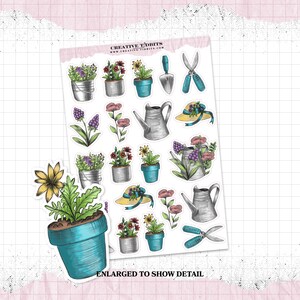 Spring Garden Stickers for your Journal or Planner - Kiss Cut Sticker Sheet - Planner Sticker Sheet