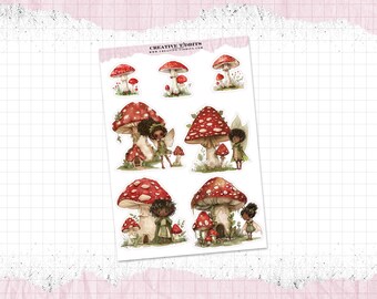Black Girl Fairy Journal and Planner Stickers Printed on your choice of Sticker Paper - Decorative Stickers - Fantasy Fairytale - WS-0064
