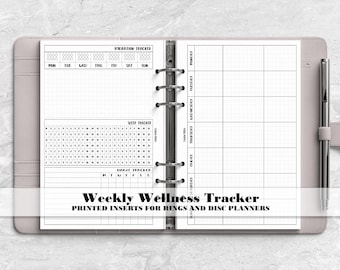 Weekly Wellness Tracker Insert for Ring and Disc Bound Planners - Printed Planner Insert
