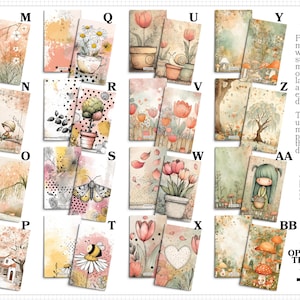 a collection of colorful and whimsical artworks, including illustrations of flowers, butterflies, and other nature-inspired elements. The artworks are arranged in a grid format, with each piece featuring a unique design and color scheme. The artworks are described as "Deluxe Art Covers" and "Printed on weight card stock with a mat that overlay laminate applied for extra durability."