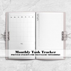 Monthly Undated Task Tracker - Printed Travelers Notebook Insert