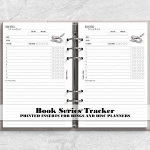 Book Series Tracker Insert for your Ring or Disc Planner - Printed Insert - Home Library - Bookworm - Love to Read