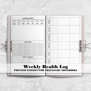 Weekly Food & Fitness Travelers Notebook Insert - Printed Travelers Notebook Insert