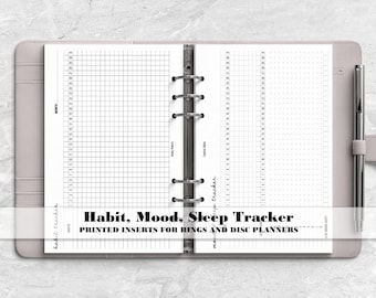 Printed Undated Habit, Mood and Sleep Tracker for Your Ring or Disc Planner