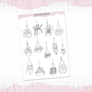 Stickers plantes griffonnages - Stickers dîner - Stickers noirs et blancs