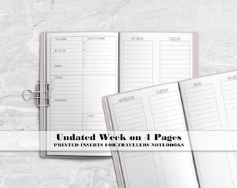 Vertical Week on 4 Pages Traveler's Notebook Insert - VWO4P-0015