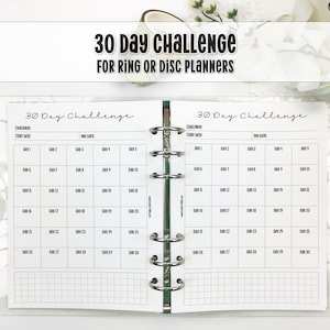 30 Day Challenge Insert for Ring Bound Planners - Printed Planner Insert - Disc Planner Insert