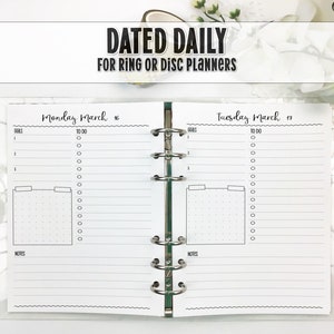 Dated Daily Planner Insert - Day on 1 Page Insert - Printed Planner Insert - Planner Insert - Ringed Planner Refill