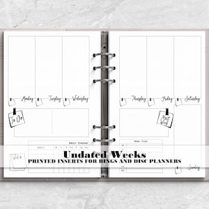 WO2P Planner Insert - Week on 2 Pages Insert- Printed Planner Insert - Planner Insert - Ringed Planner Refill - Rings Insert - V-0006