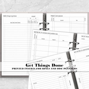 Get Things Done Project Planner - To Do - Inbox - Brainstorming - Printed Planner Insert - Ring Planner Insert - Disc Planner Insert
