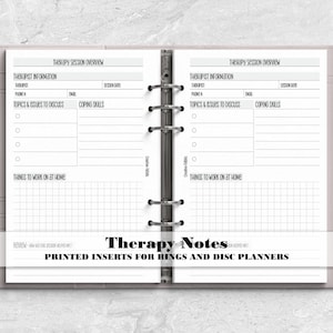 Therapy Session Notes Ring or Disc Planner Insert - Printed Ring and Disc Bound Planner Insert