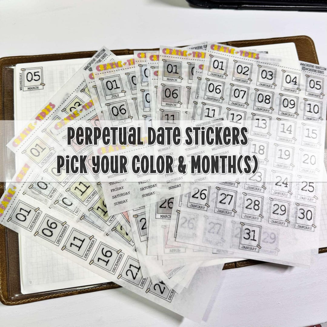 Perpetual Date Stickers for Journals and Planners Printed on Washi ...