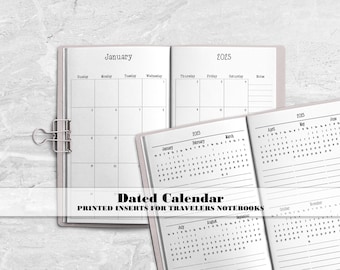 Dated Monthly Calendar for Travelers Notebook - Dated TN Insert - Choose Your Year -DM-0006