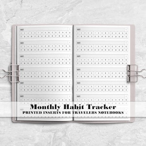 Monthly Habit Tracker for Travelers Notebook - Printed Insert for Travelers Notebooks - Habit Builder