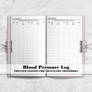 Monthly Blood Pressure Log for Travelers Notebook - Printed TN Insert