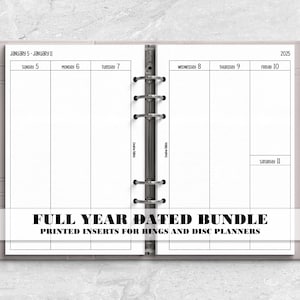 Planificador impreso con meses y semanas, año completo, para agendas de anillas o discos - V-WO2P-0004