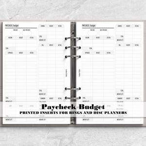 Paycheck Budget Printed Insert for Your Ring and Disc Bound Planners - Printed Planner Insert