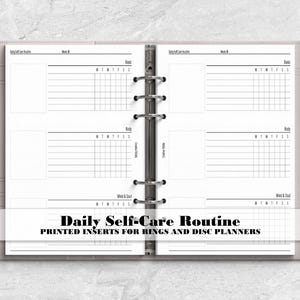 Self Care Routine Tracker for Ring or Disc Bound Planners - Printed Planner Insert