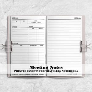 Meeting Notes Insert for Travelers Notebook - Printed Insert for Travelers Notebooks