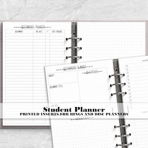 Assignment Planner Insert for Ring and Disc Bound Planner - Printed Planner Insert