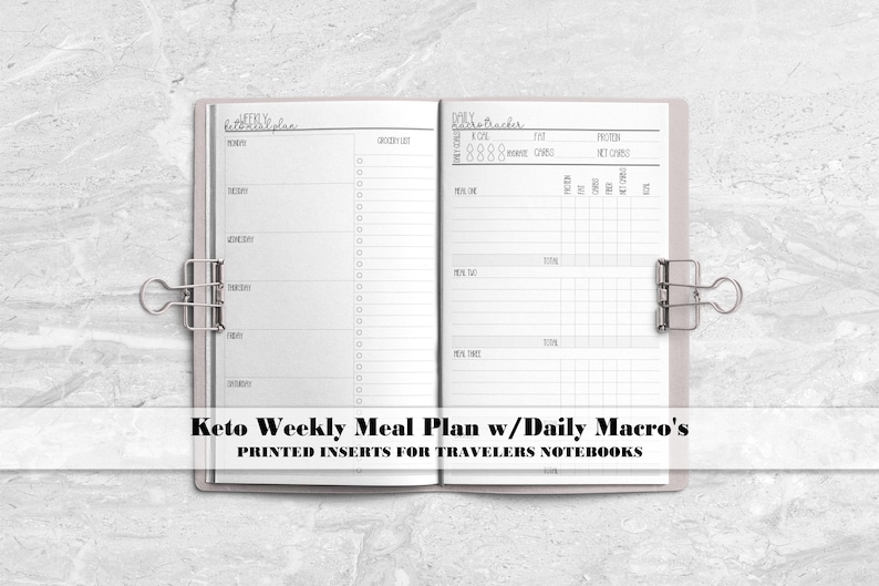 a planner with the words keto weekly, meal plan, and daily planner written
