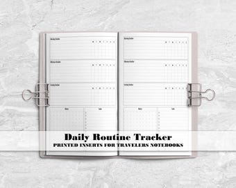 Daily Routine Planner Insert for Travelers Notebooks - Printed Insert