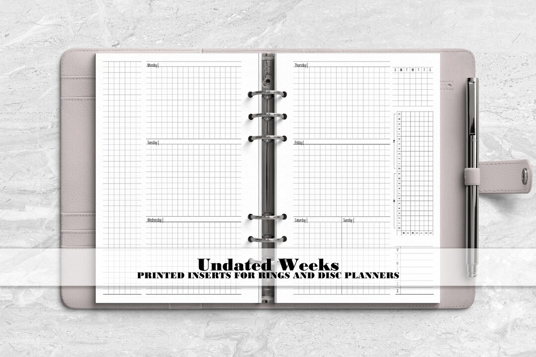 Horizontal Week on 2 Pages Insert - WO2P Insert - Printed Planner ...