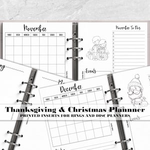 Holiday Planner for Thanksgiving and Christmas - Christmas Planner - Printed Insert for Ring or Disc Bound Planner