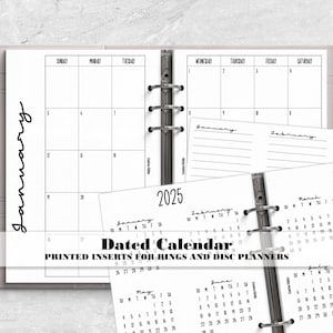Calendario mensual con fecha para agenda de anillas o discos - Calendario mensual con fecha - Elige tu año - DM-0003