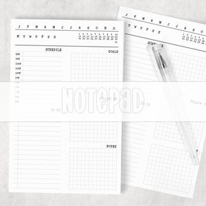 Planificador diario tamaño media carta, bloc de notas desprendible