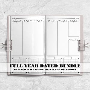 Insertos impresos con fecha anual para cubiertas de cuadernos de viaje - Pasaporte - Bolsillo - B6 - A6 - A5 - Estándar - Cuaderno - B6 Delgado - V-WO2P-0011