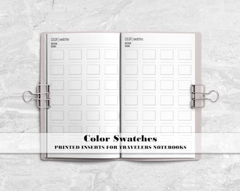 Color Swatch Insert for Travelers Notebook - Printed Insert for Travelers Notebooks - Ink Swatch