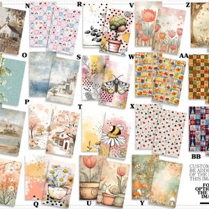 a collection of various artistic and decorative elements, including illustrations of flowers, houses, and geometric patterns. The text options in the image are customizable, allowing users to choose their preferred text for each design.
