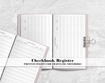 Checkbook Register for your Travelers Notebook - Printed Travelers Notebook Insert