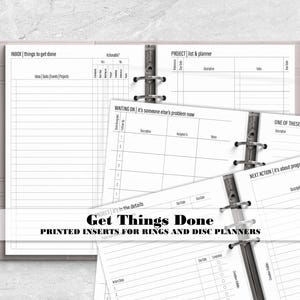 Get Things Done Project Planner - To Do - Inbox - Brainstorming - Printed Planner Insert - Ring Planner Insert - Disc Planner Insert