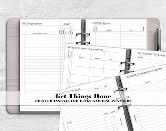Get Things Done Project Planner - To Do - Inbox - Brainstorming - Printed Planner Insert - Ring Planner Insert - Disc Planner Insert