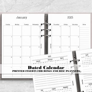 Dated Monthly Planner Inserts – Ring or Disc Bound Calendar